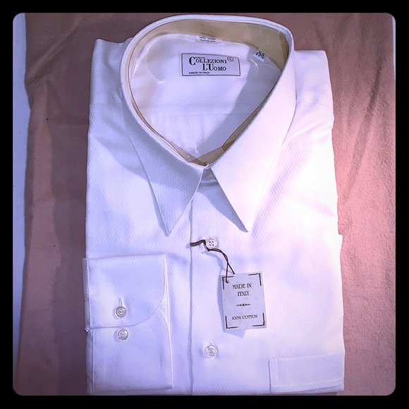 NWT COLLEZIONI L’UOMO DRESS SHIRT IN WHITE - Picture 1 of 4